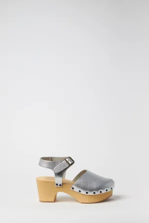Metallic Leather Clogs
