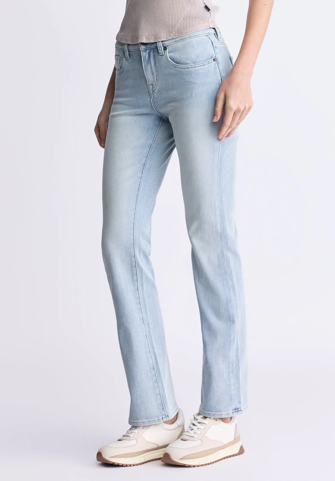 Mid Rise Bootcut Queen Women's Jeans, Vintage Light Blue - BL15985