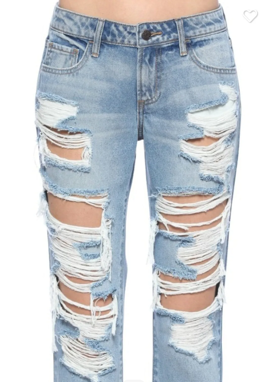 Mid Rise Destroyed Boyfriend Jeans