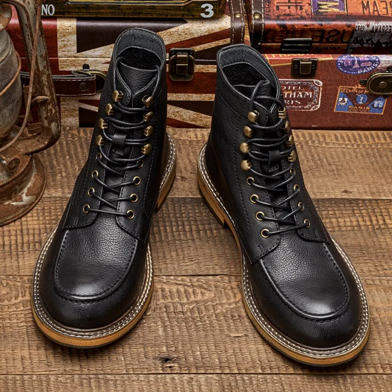 Military Boots Man Genuine Leather