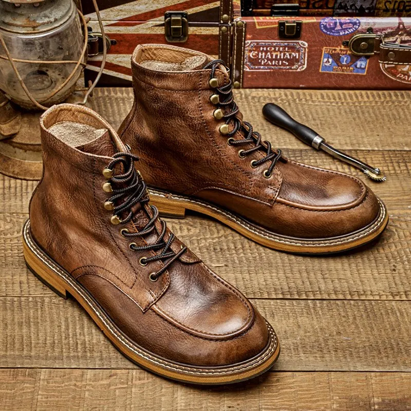 Military Boots Man Genuine Leather