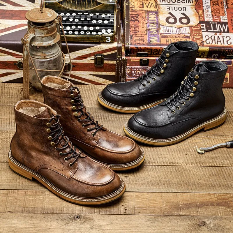 Military Boots Man Genuine Leather