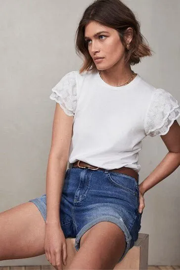 Mint Velvet Distressed Denim Shorts