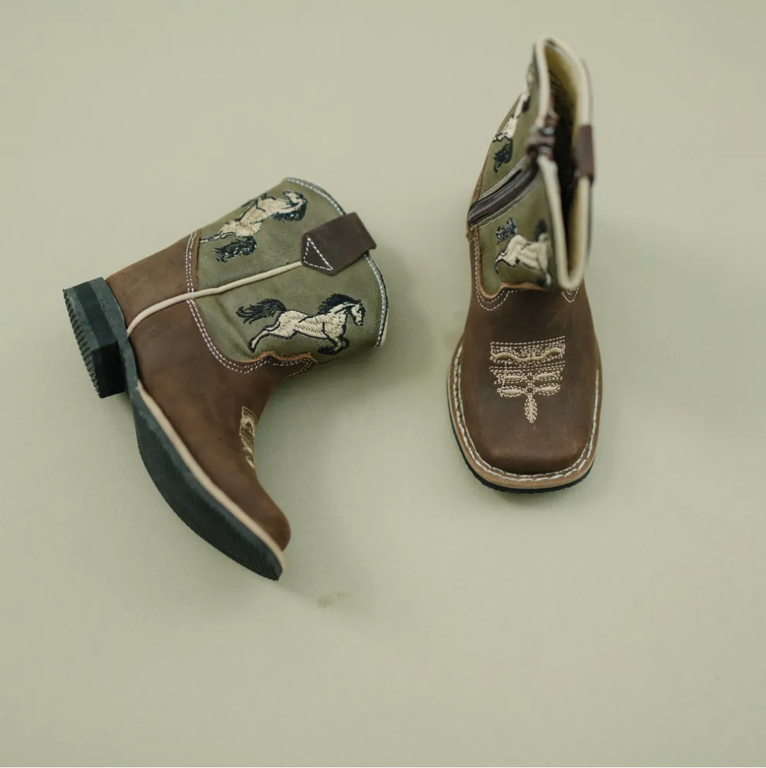 MishMoccs Cowboy Boot with Horse Embroidery