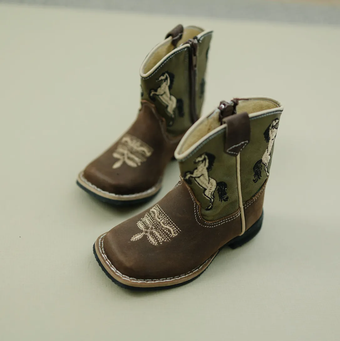 MishMoccs Cowboy Boot with Horse Embroidery