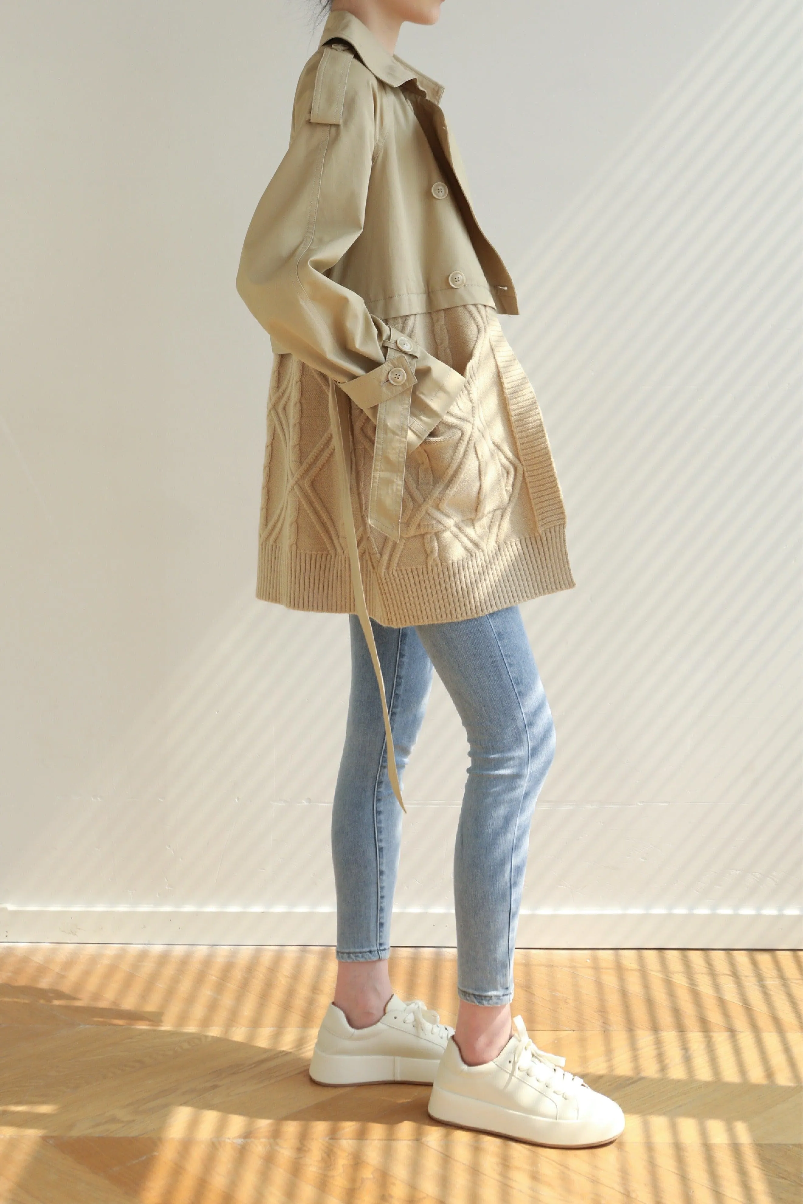 Mix And Match Belted Trench Coat - Camel