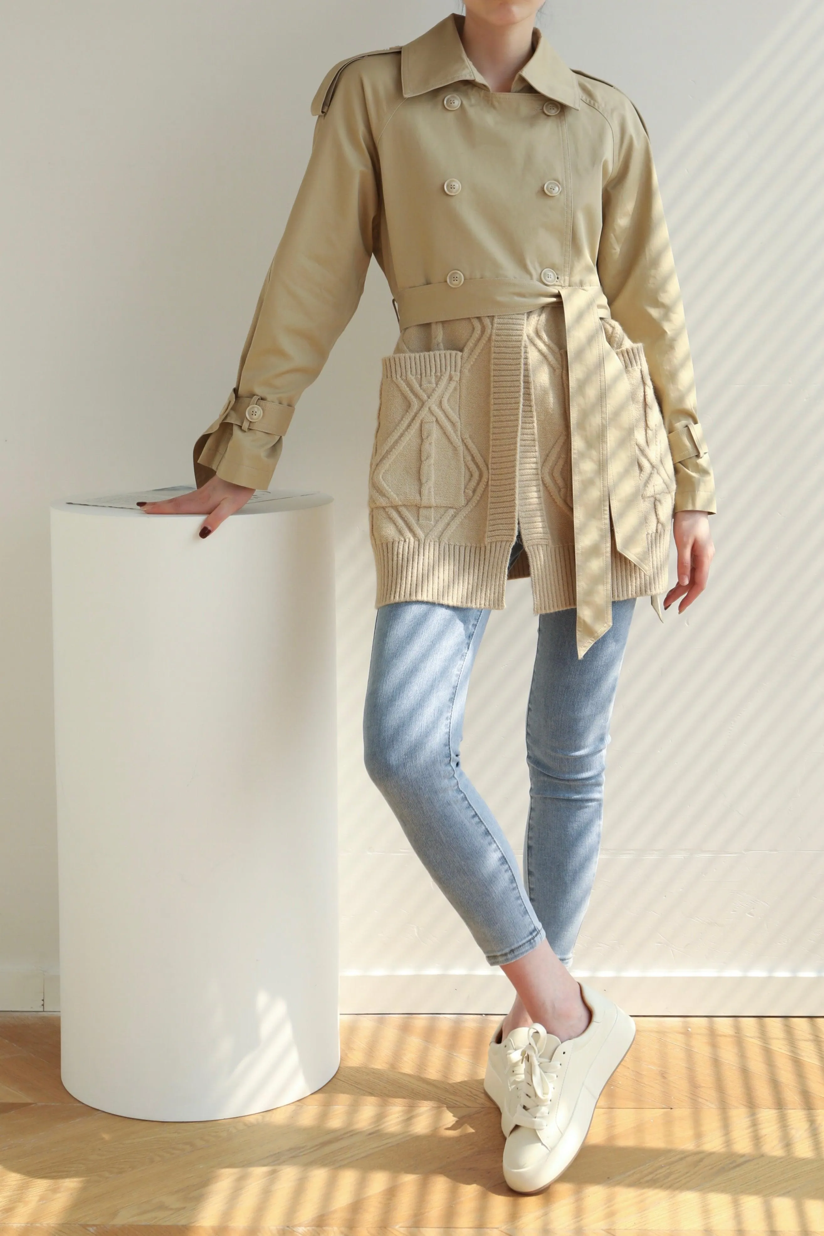 Mix And Match Belted Trench Coat - Camel