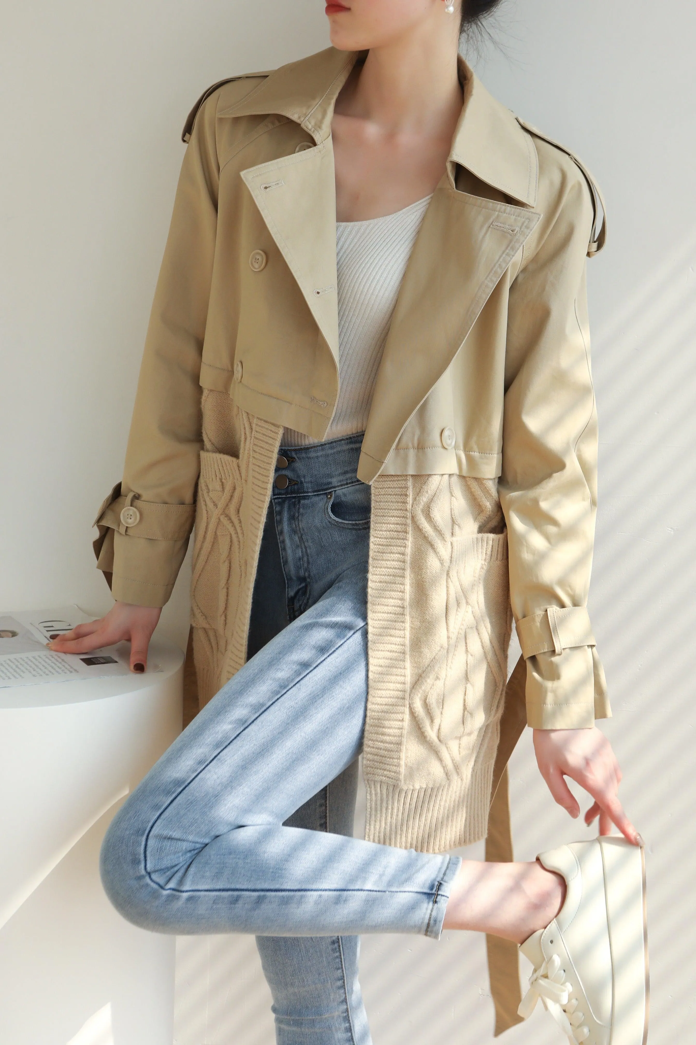 Mix And Match Belted Trench Coat - Camel