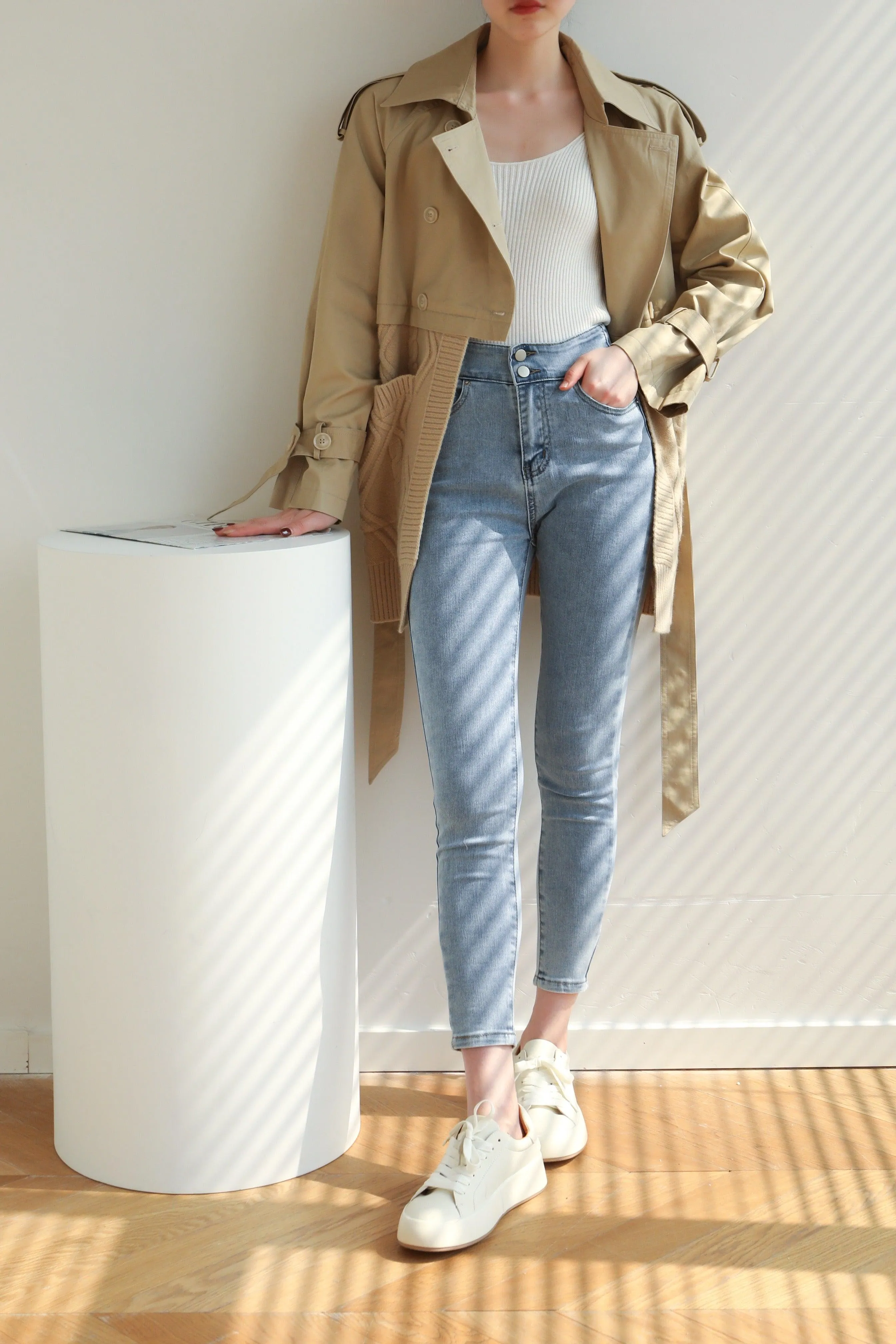 Mix And Match Belted Trench Coat - Camel
