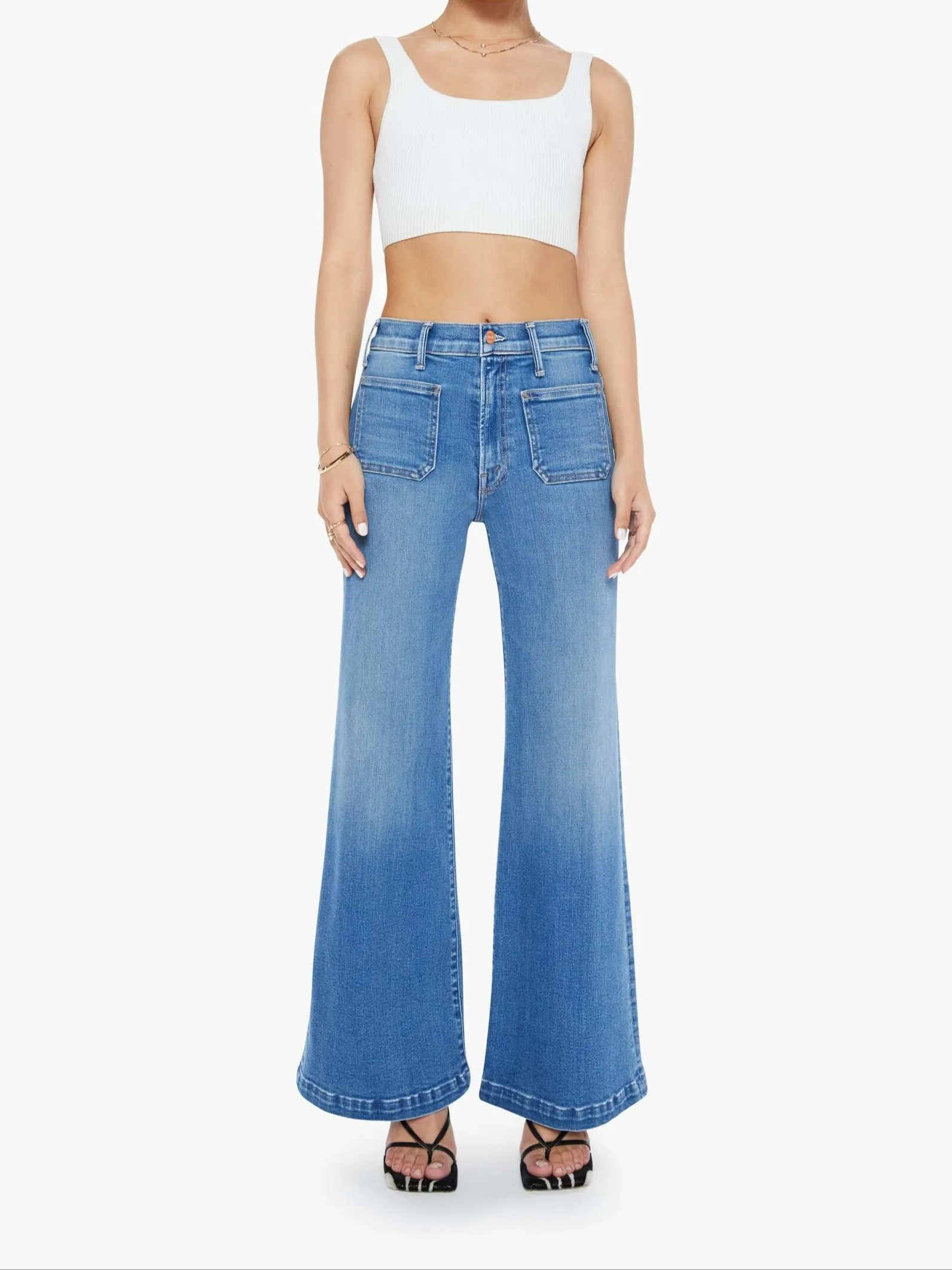 MOTHER DENIM LIL HIGH ROLLER PATCH POCKET SNEAK