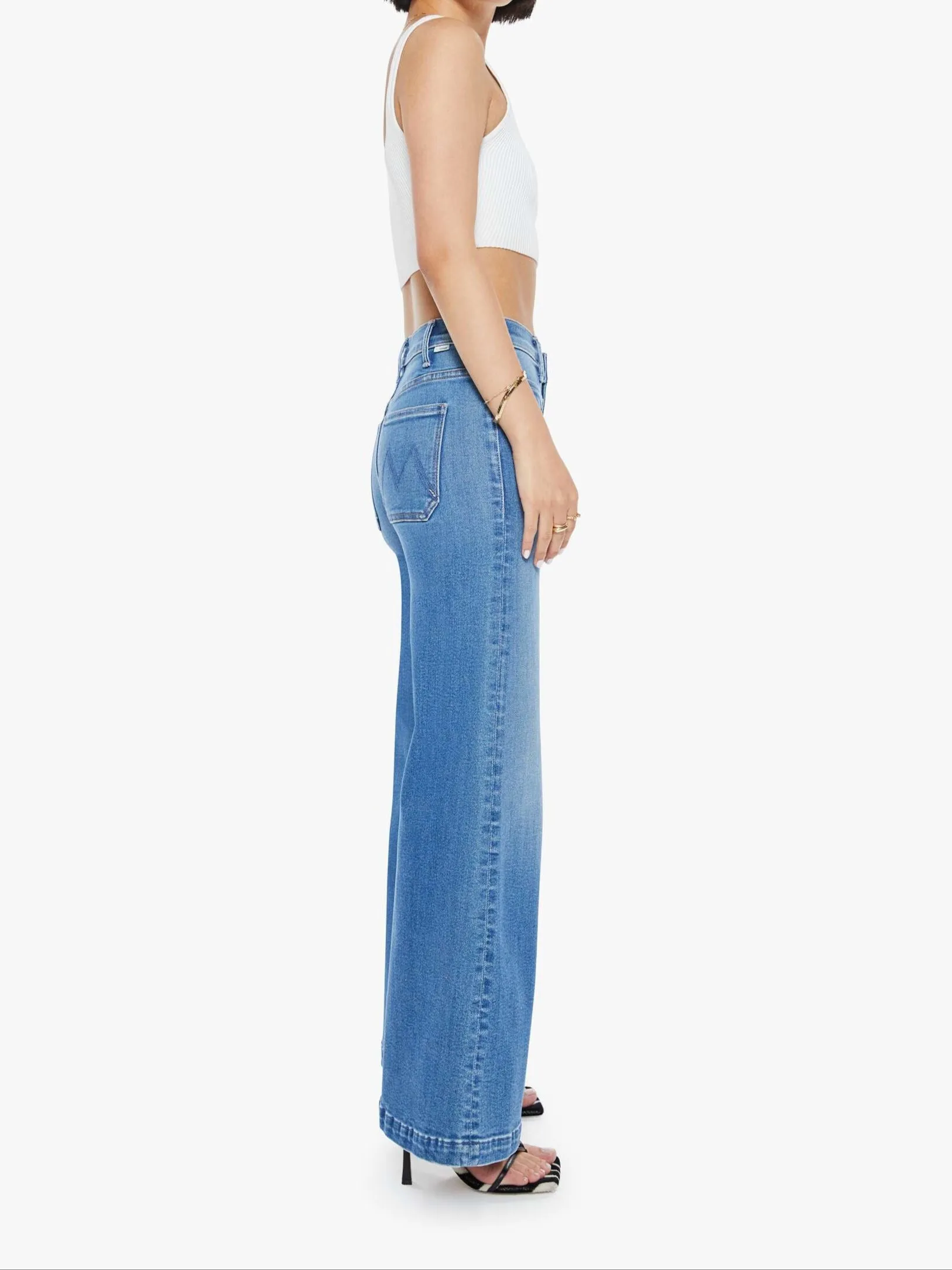 MOTHER DENIM LIL HIGH ROLLER PATCH POCKET SNEAK