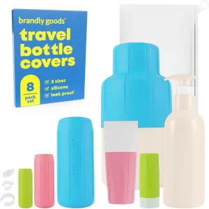 Multi-Size Silicone Bottle Covers for Travel – Leak-Proof Stretchable Sleeves & Safety Clip Locks, Silicone Covers for Travel Toiletries, Bottle Covers for Traveling Essentials