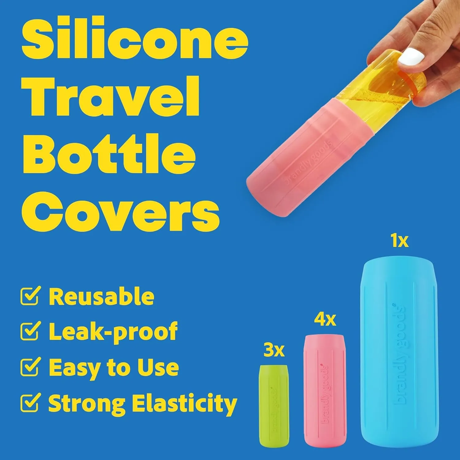 Multi-Size Silicone Bottle Covers for Travel – Leak-Proof Stretchable Sleeves & Safety Clip Locks, Silicone Covers for Travel Toiletries, Bottle Covers for Traveling Essentials