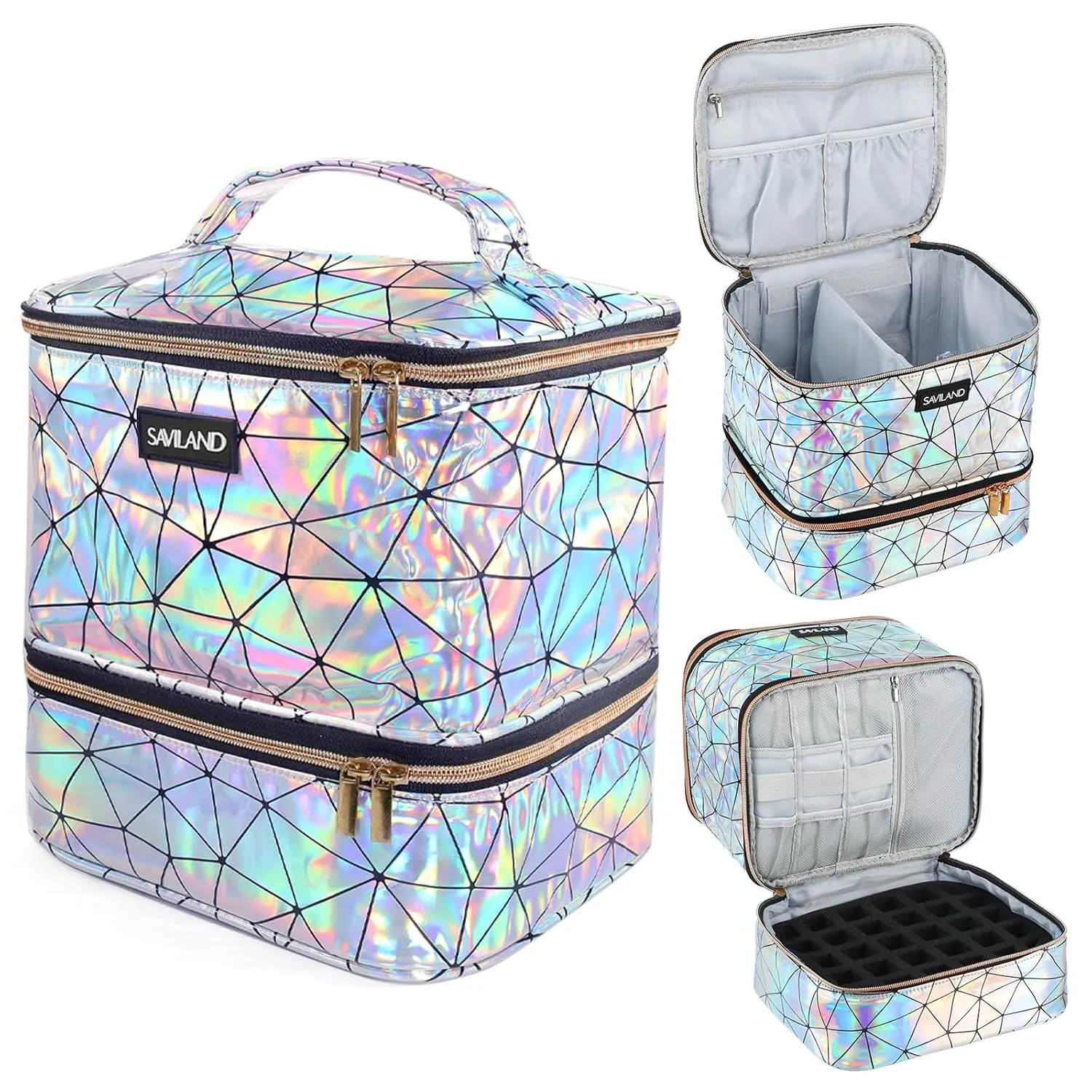 Nail Polish Organizer Bag: PU Leather Nail Polish Storage Organizer Holds 30 Bottles & Nail Lamp, Nail Polish Holder Travel Carrying Case Box Nail Tech Organizer Storage Bag for Nail Supplies