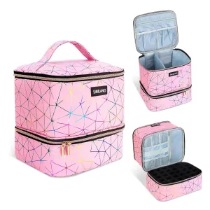 Nail Polish Organizer Bag: PU Leather Nail Polish Storage Organizer Holds 30 Bottles & Nail Lamp, Nail Polish Holder Travel Carrying Case Box Nail Tech Organizer Storage Bag for Nail Supplies
