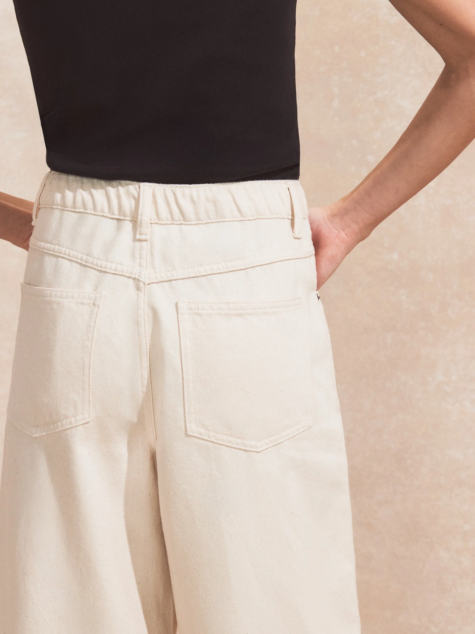 Natural Denim Drawstring-Waist Jeans