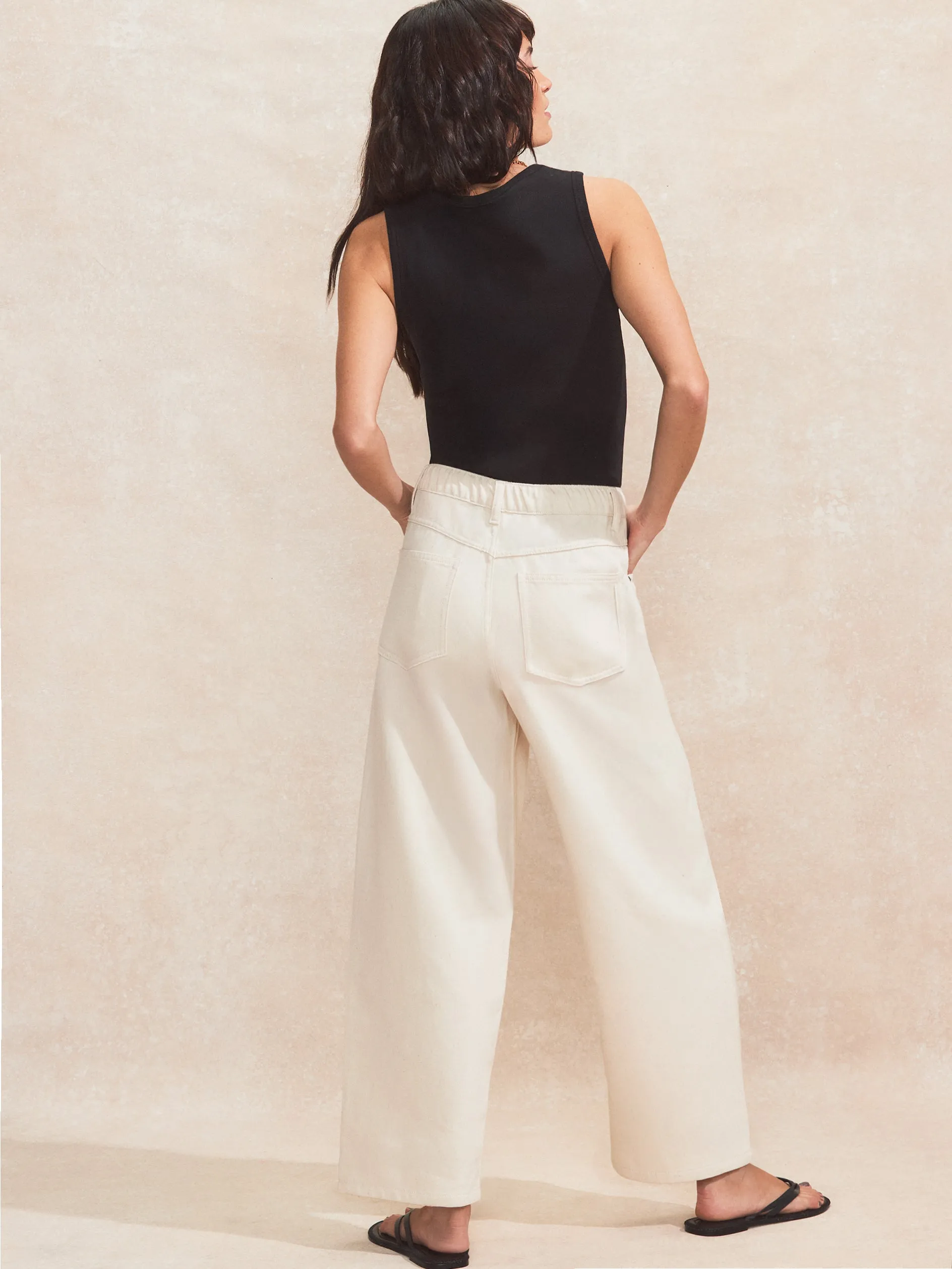 Natural Denim Drawstring-Waist Jeans