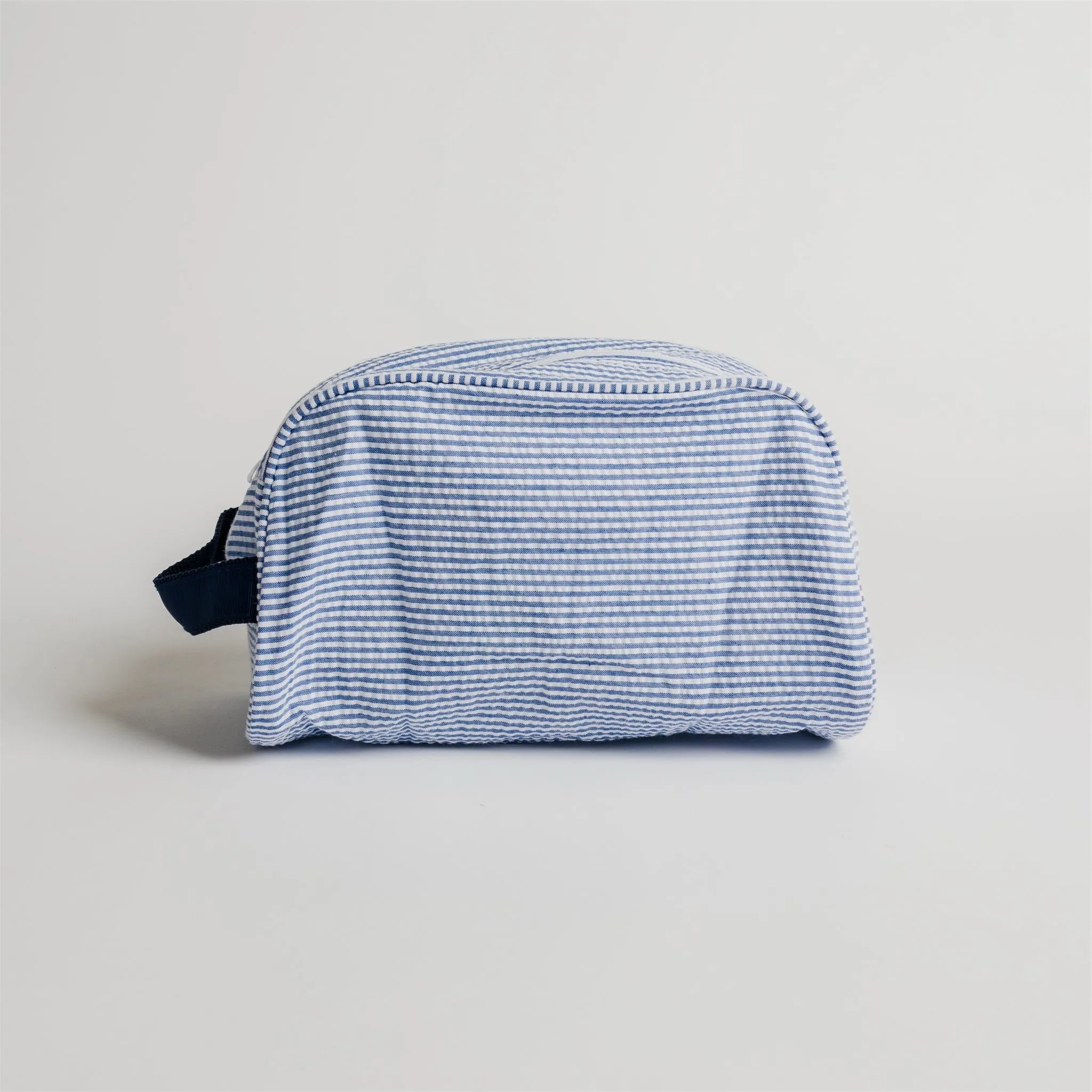 Navy Seersucker Traveler Toiletry Bag