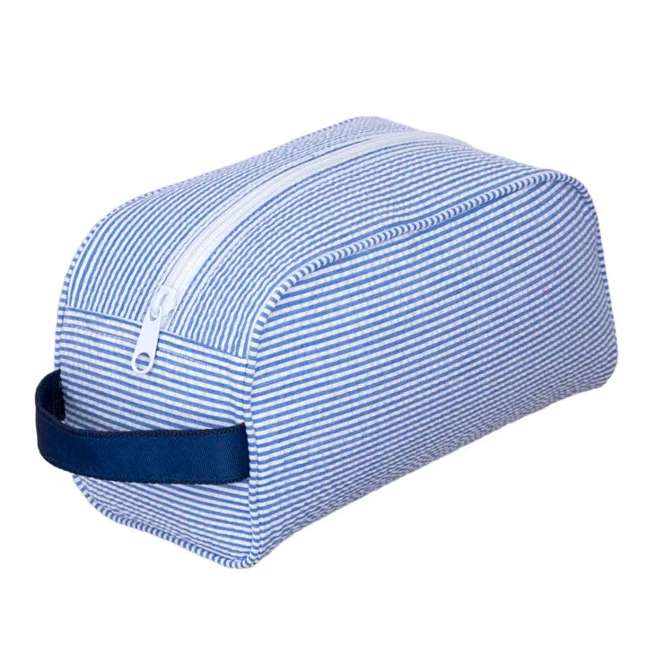 Navy Seersucker Traveler Toiletry Bag