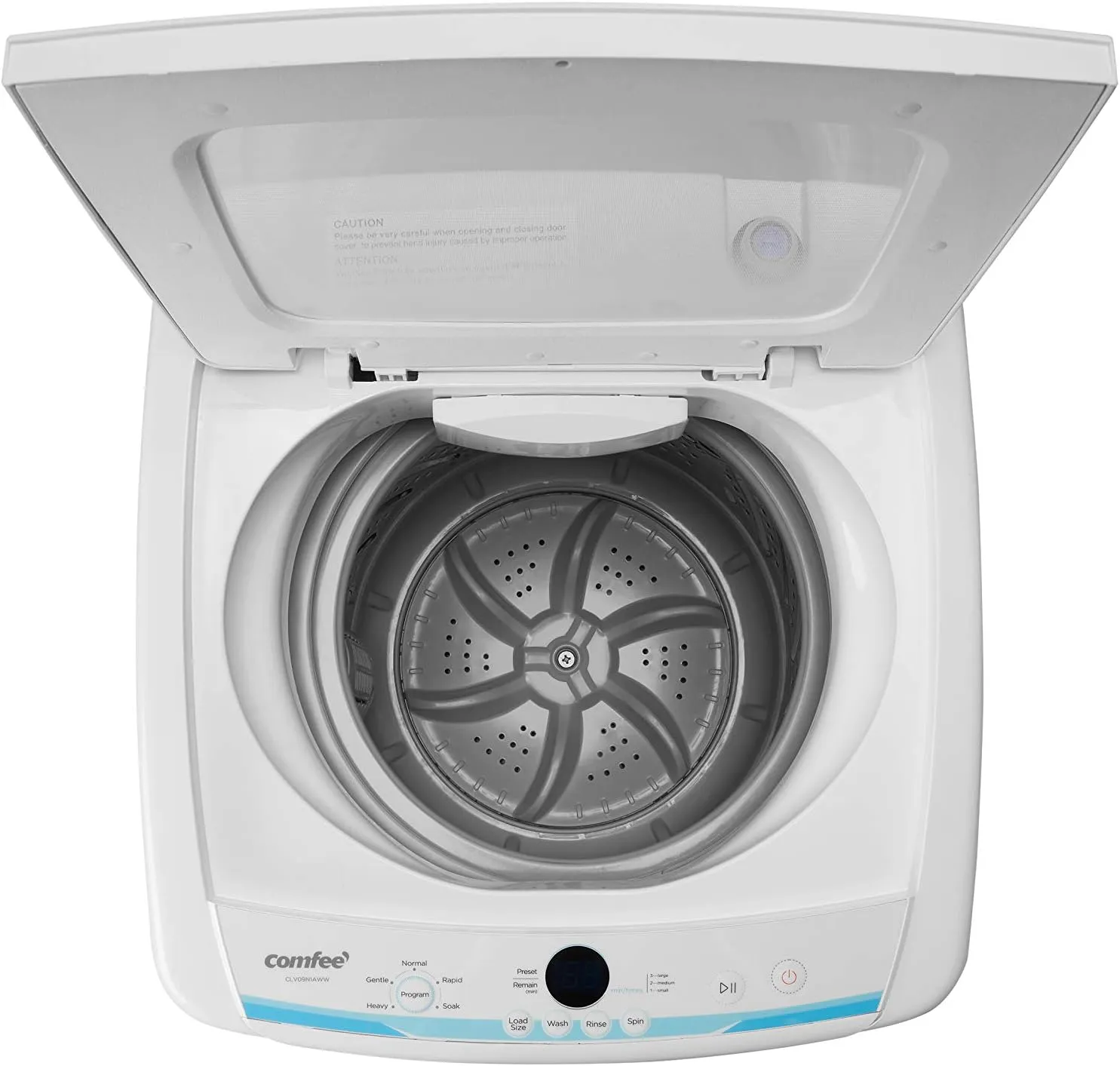 New COMFEE' Portable Fully Automatic Washing Machine, 1.0 Cu.Ft (IEC) Compact Washer With LED Display, Ivory White! Has some cosmetic imperfections front bottom of machine (see pics) this doesn't affect its use! Retails $362 
