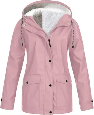 NEW Drepurja Coats for Women Winter Warm Long Sleeve Fuzzy Fleece Jackets Zip Up Hoodies Sherpa Lined Thermal Jacket, Pink Sz L Fits M/L