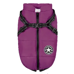 New PawRoll Dog Winter Jacket With Harness Purple Sz M