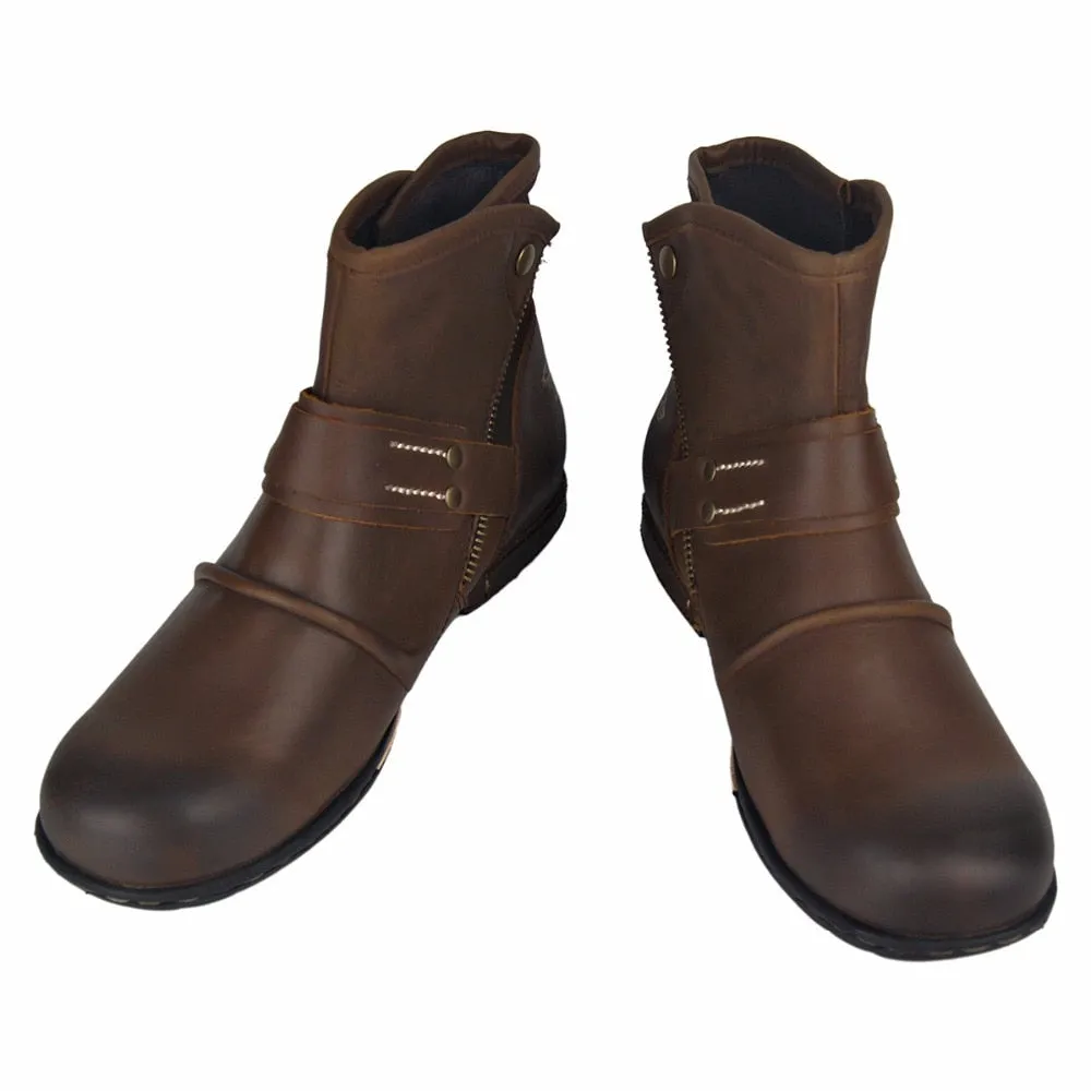 New waterproof men's desert boots fashion work men's genuine leather handmade rubber sole shoes