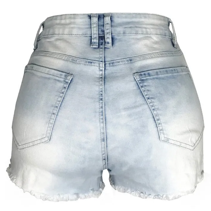 Newest Women's High Waisted Individuality Fringed Denim Shorts