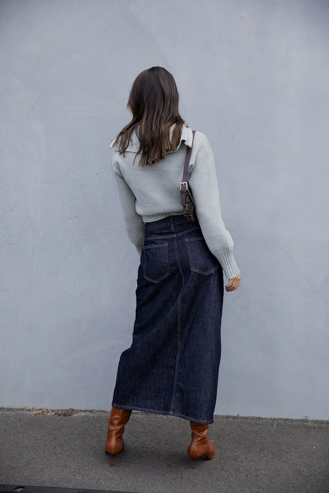 Nikki Denim Midi Skirt - Dark Denim