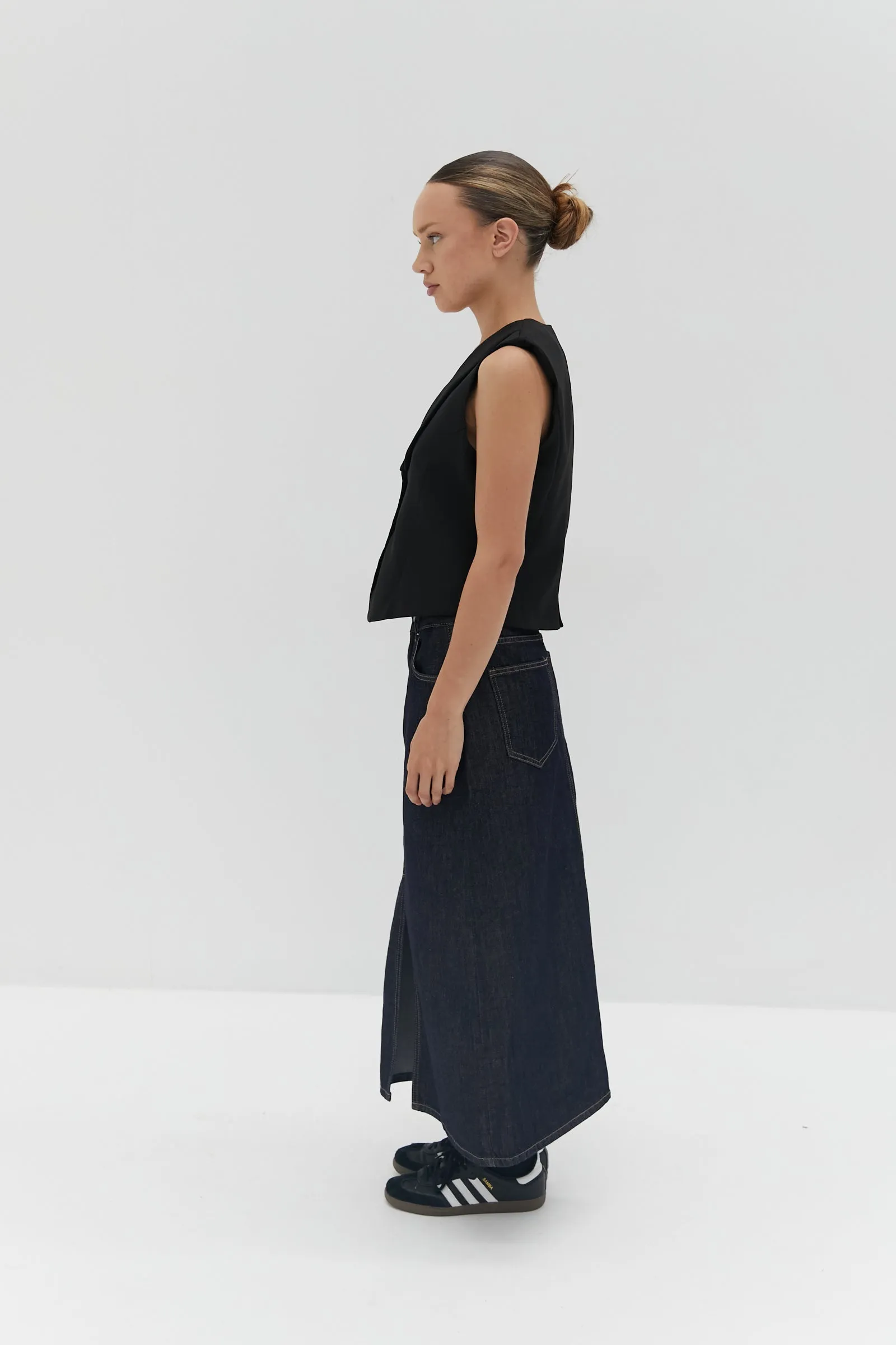 Nikki Denim Midi Skirt - Dark Denim