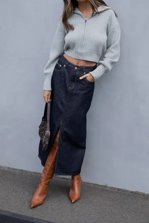 Nikki Denim Midi Skirt - Dark Denim