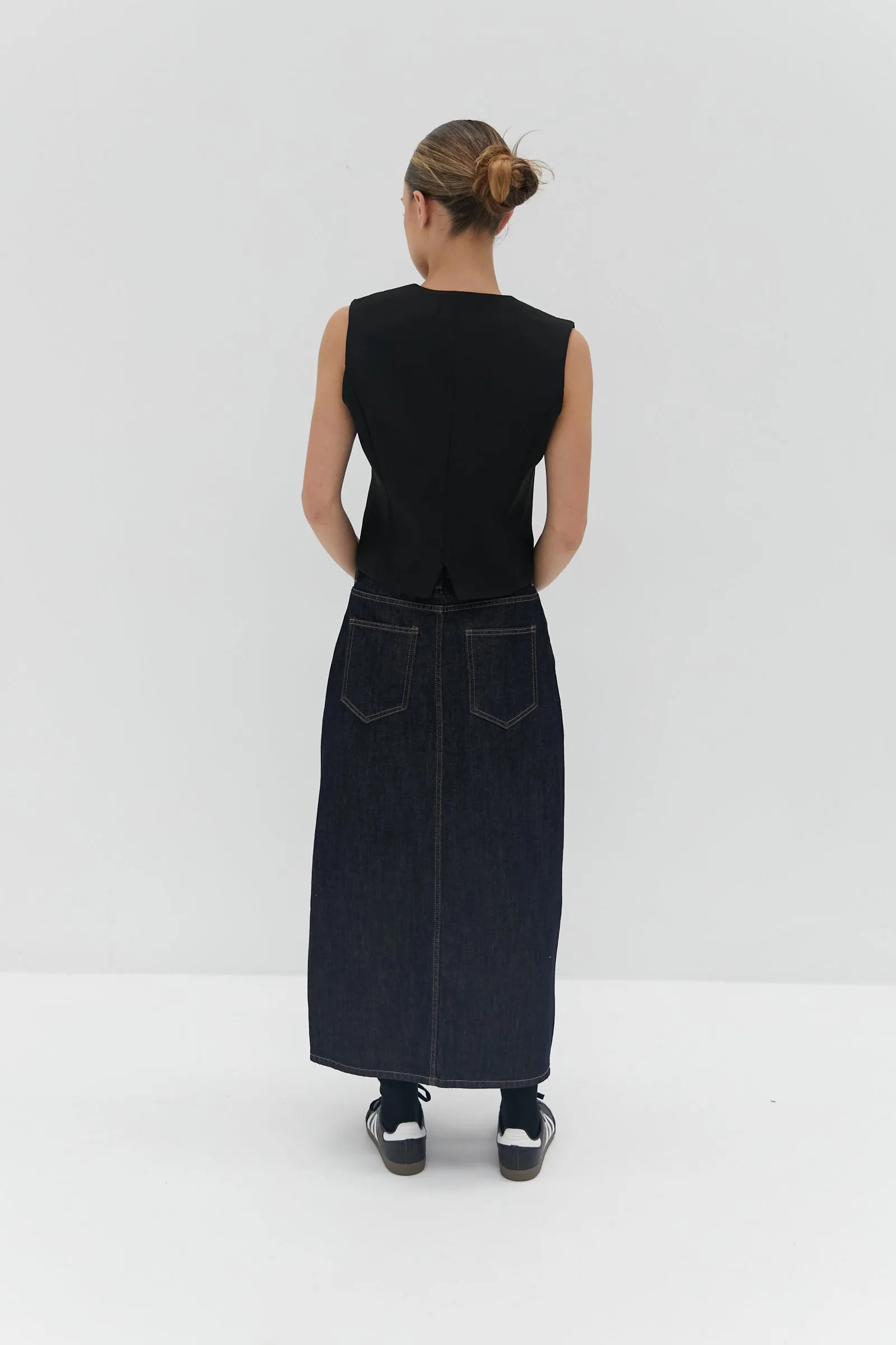 Nikki Denim Midi Skirt - Dark Denim