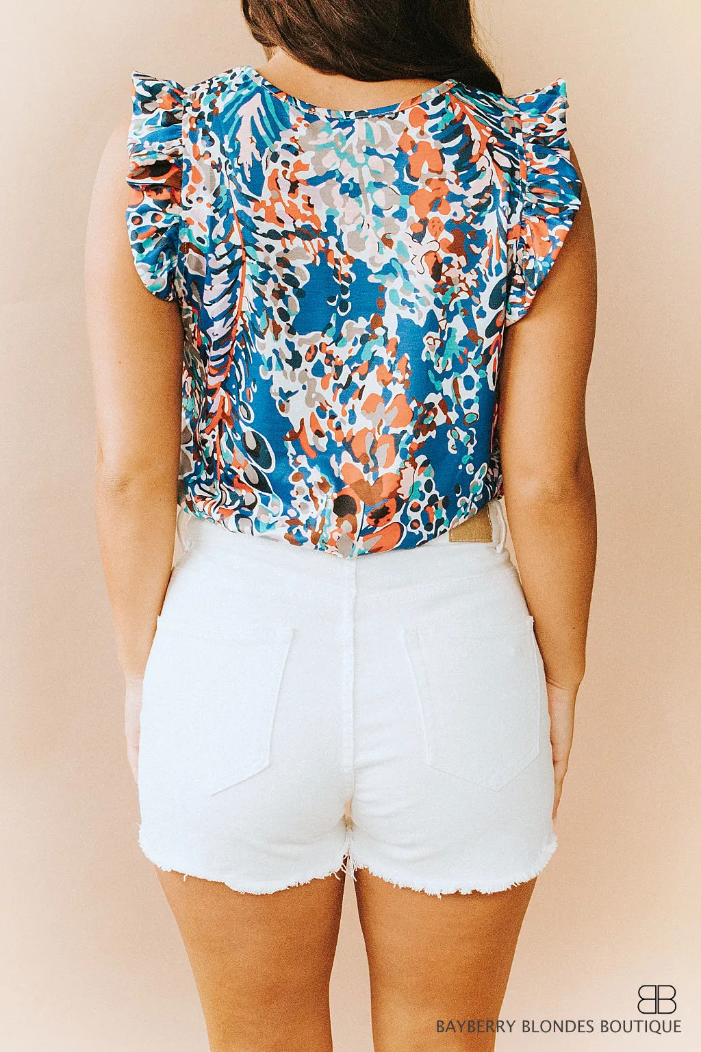 Non Distressed Cut Off Denim Short-White