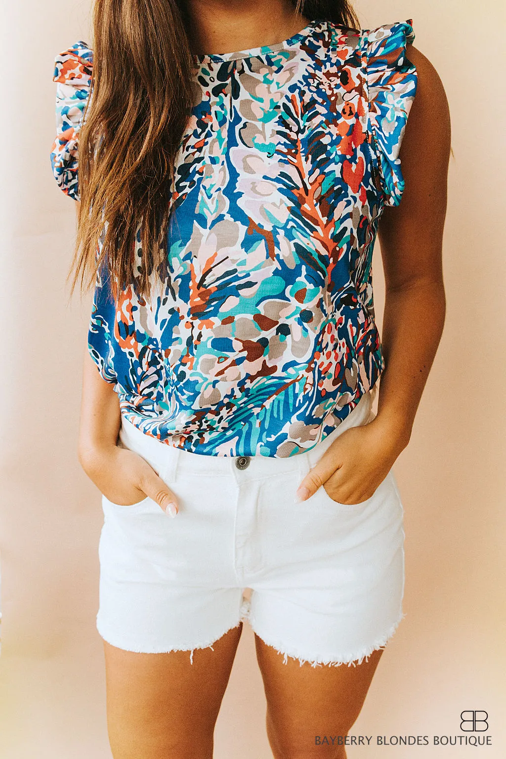 Non Distressed Cut Off Denim Short-White