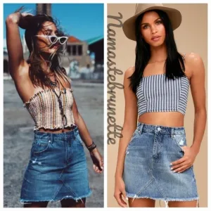 NWT $79 Rolla's Medium Wash Distressed Mini Skirt, Size 24