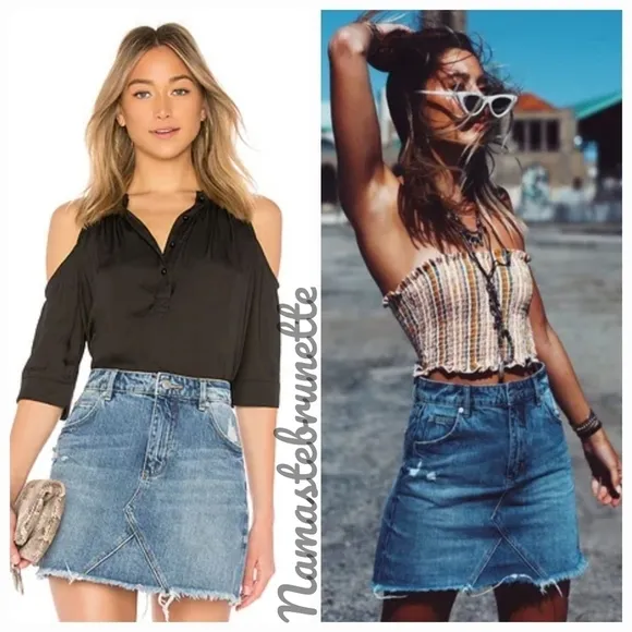 NWT $79 Rolla's Medium Wash Distressed Mini Skirt, Size 24
