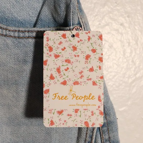 NWT Free People Distressed Light Denim Skirt