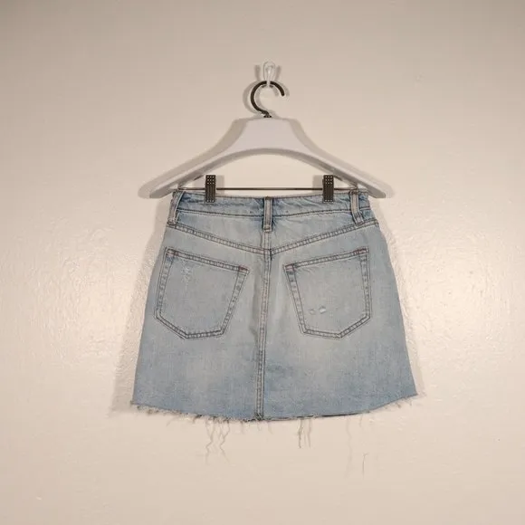 NWT Free People Distressed Light Denim Skirt