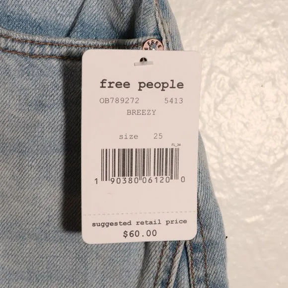 NWT Free People Distressed Light Denim Skirt