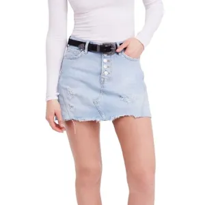 NWT Free People Distressed Light Denim Skirt