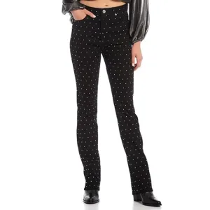 NWT Gianni Bini Ivy Rhinestone Straight Leg High Waisted Denim Jeans in Black
