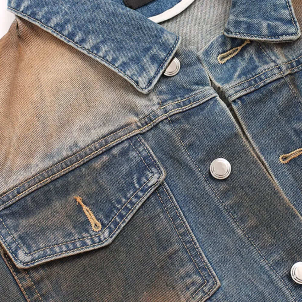 Old School Distressed Denim Jacket