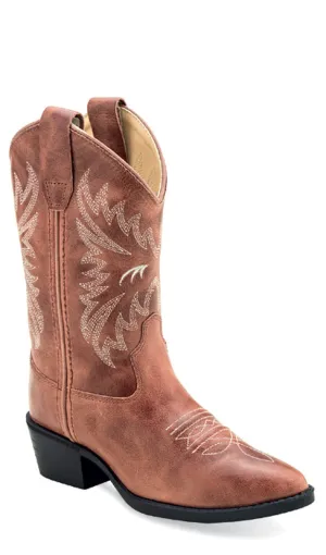 Old West Children Girls Western Cactus Pink Leather Cowboy Boots 9 D