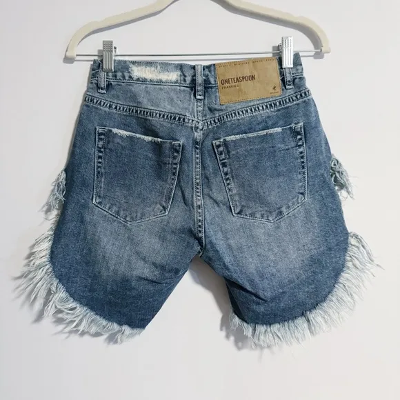 One Teaspoon - Medium Wash Distressed Frankies Denim Shorts