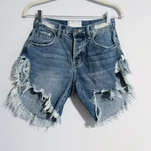 One Teaspoon - Medium Wash Distressed Frankies Denim Shorts