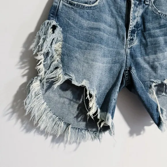 One Teaspoon - Medium Wash Distressed Frankies Denim Shorts