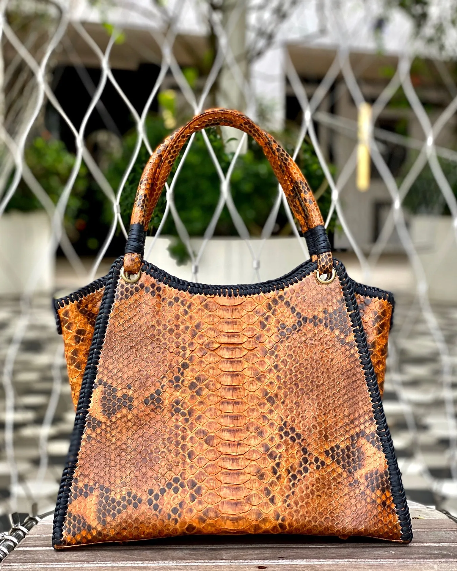 Orange Ochre Structured Tote Bag