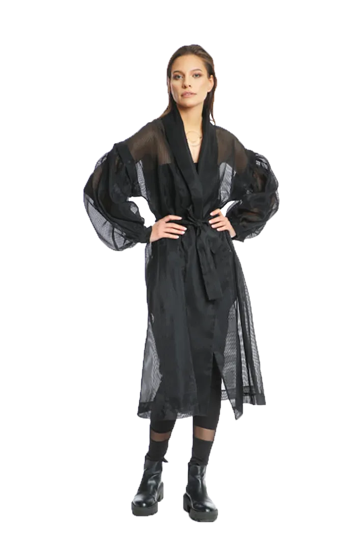 Organza Trench with Detachable Sleeves