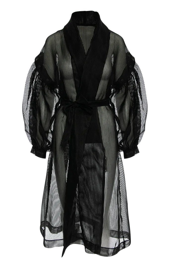 Organza Trench with Detachable Sleeves