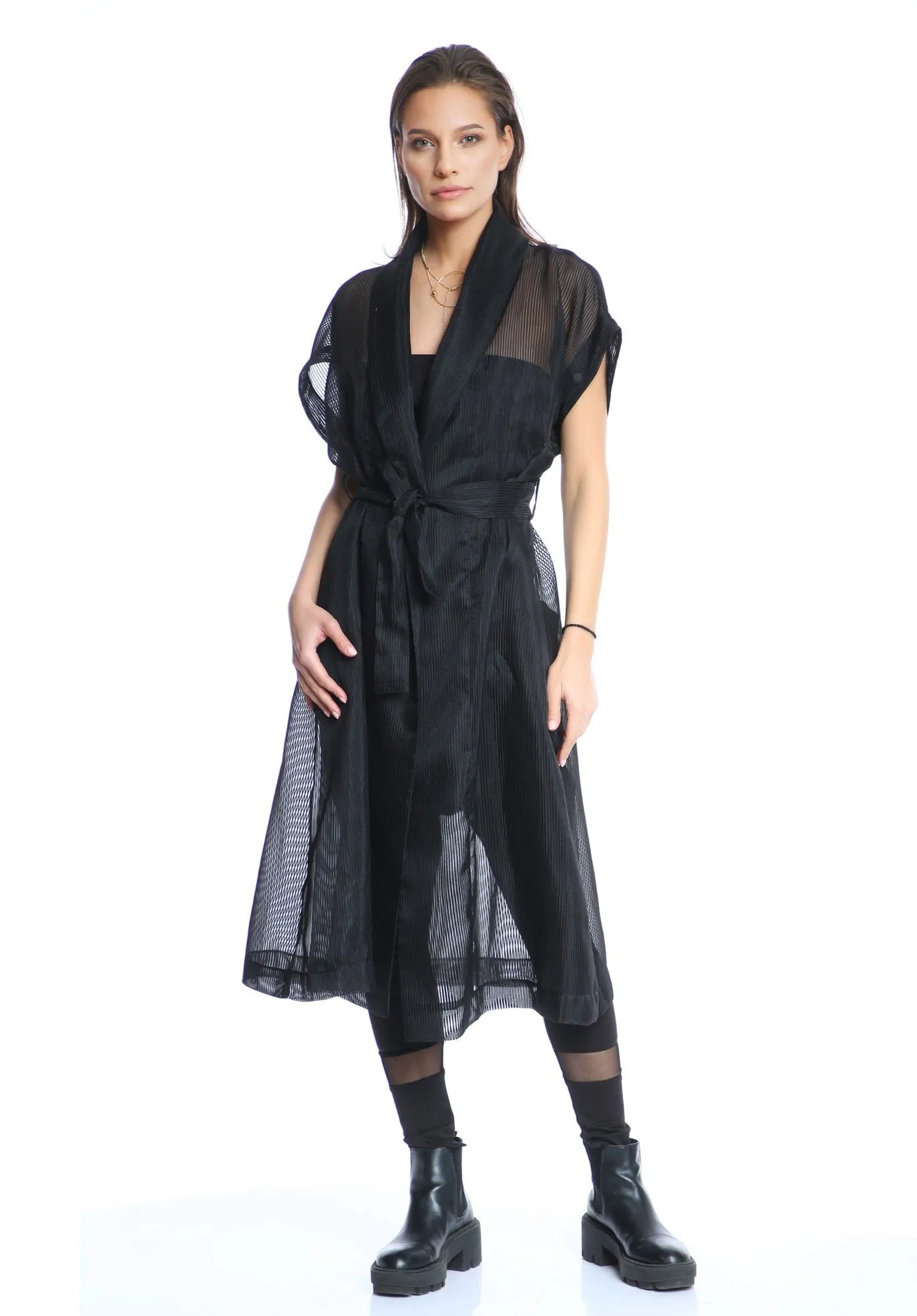 Organza Trench with Detachable Sleeves